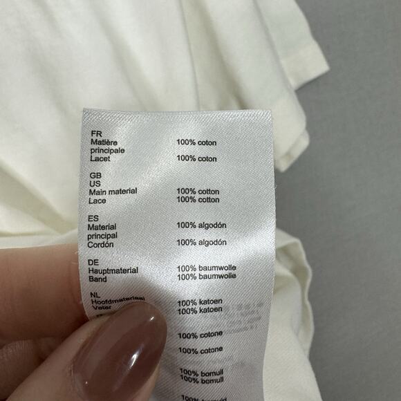 Maje Womens Top 1 / Small White 100% Cotton Lace Up Back T-Shirt Streetwear Tee - Picture 8 of 10